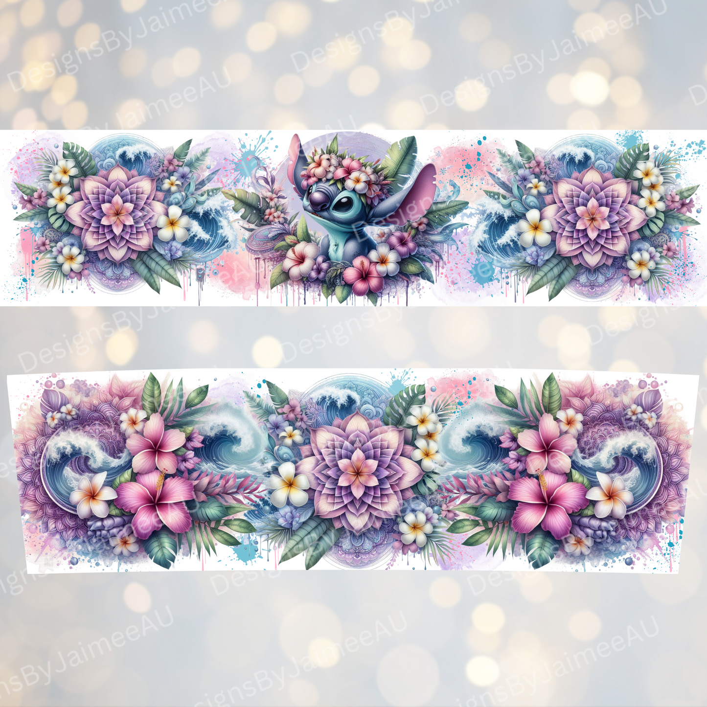 Tropical Stitch 1- Digital 20oz Tumbler with Handle Wrap Design