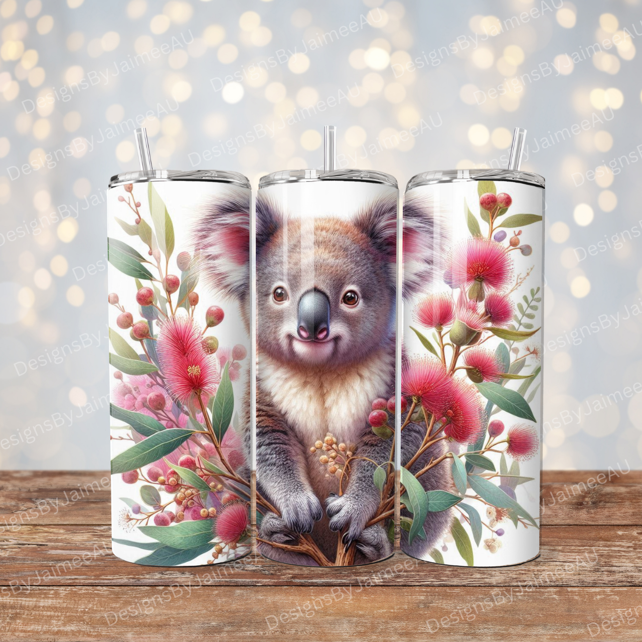 Earthy Pinks Koala Digital 20oz Sublimation Tumbler Wrap