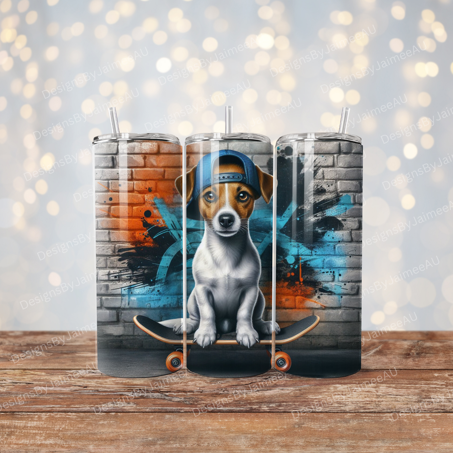 Skater Boy Jack Russell Digital 20oz Sublimation Tumbler Wrap