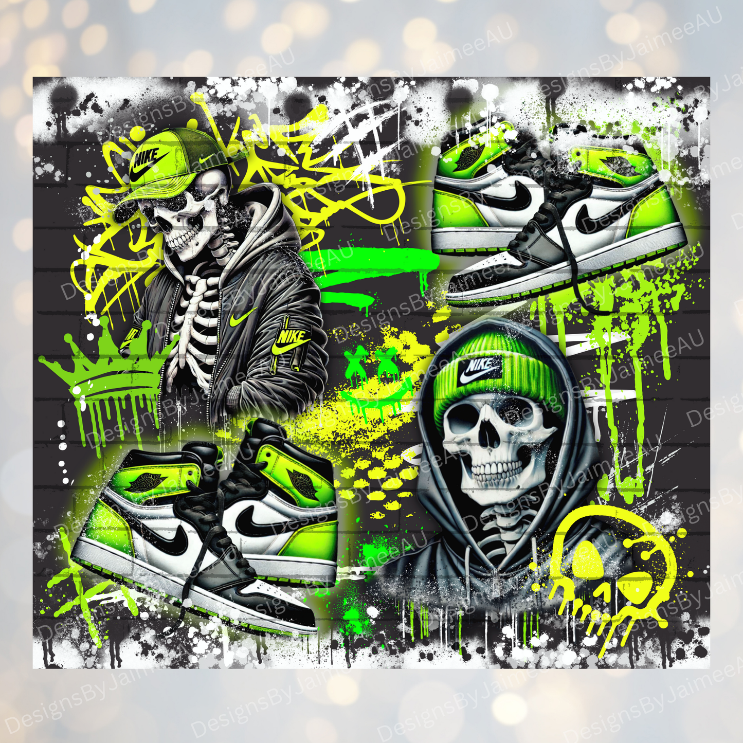 Graffiti Styled Skeleton - Digital 20oz Sublimation Tumbler Wrap