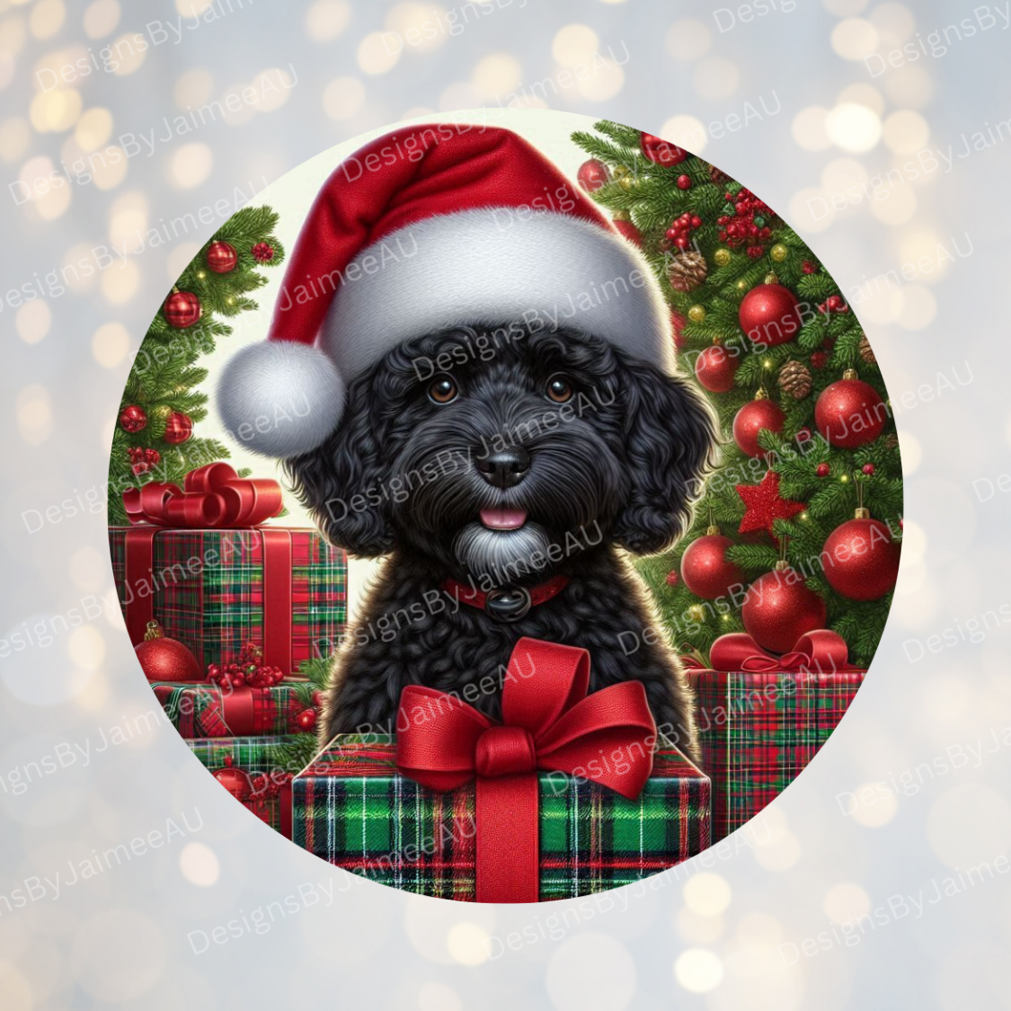 Christmas Black Cavoodle Digital Sublimation Ornament Design