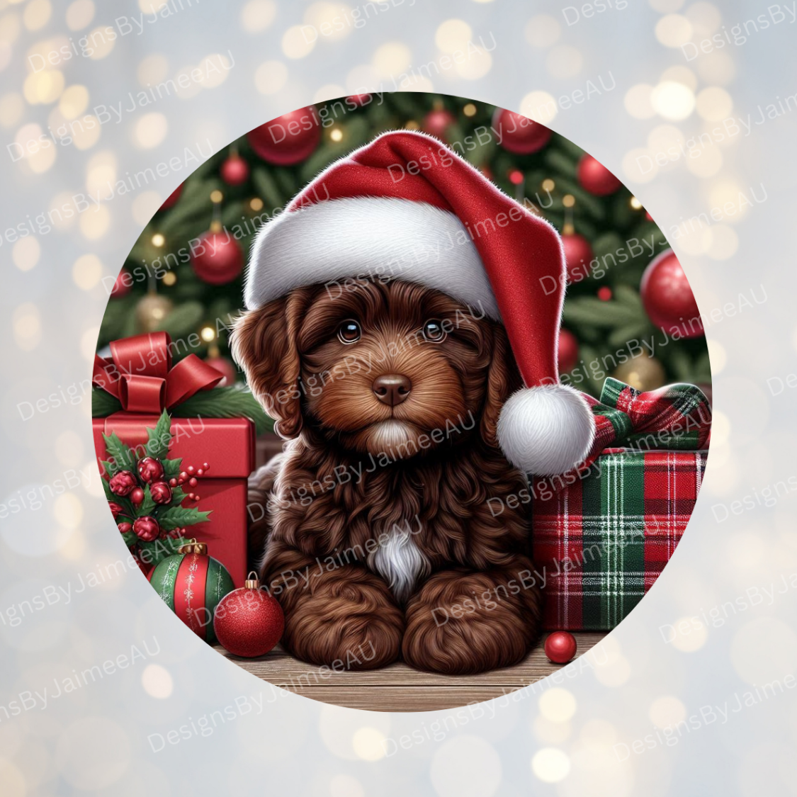 Christmas Chocolate Cavoodle #1 Digital Sublimation Ornament Design