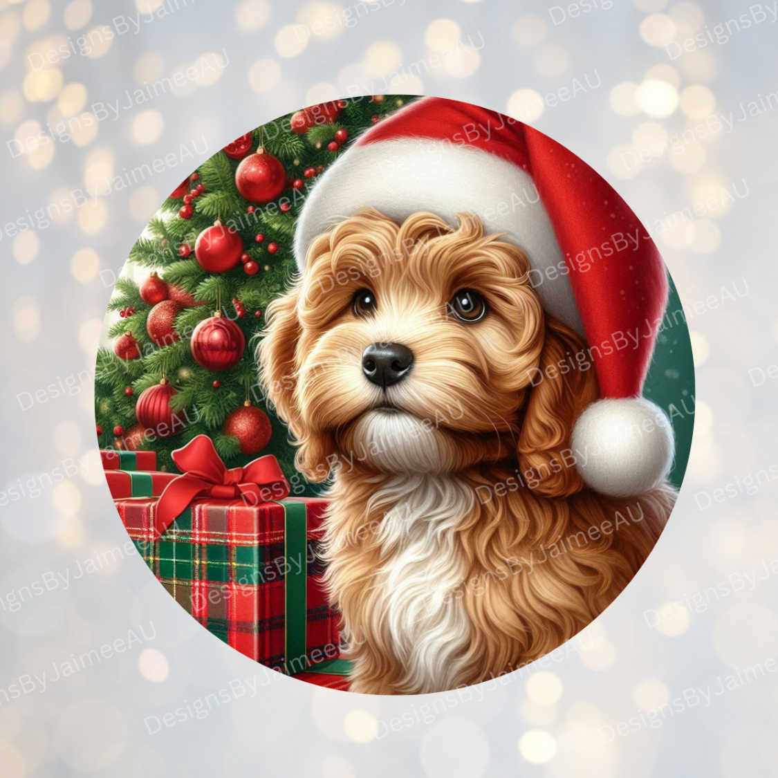 Christmas Apricot Cavoodle Digital Sublimation Ornament Design