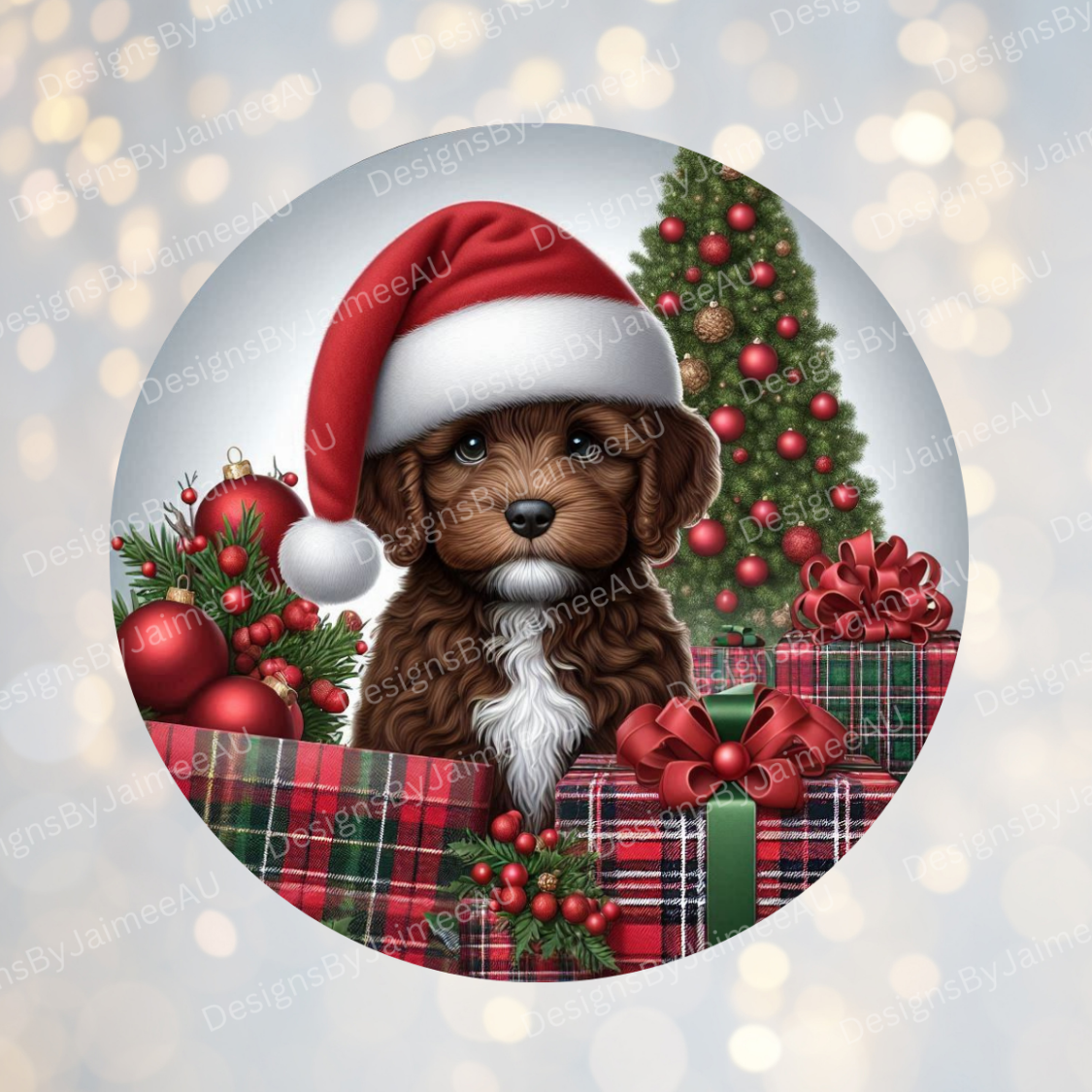 Christmas Chocolate Cavoodle #2 Digital Sublimation Ornament Design