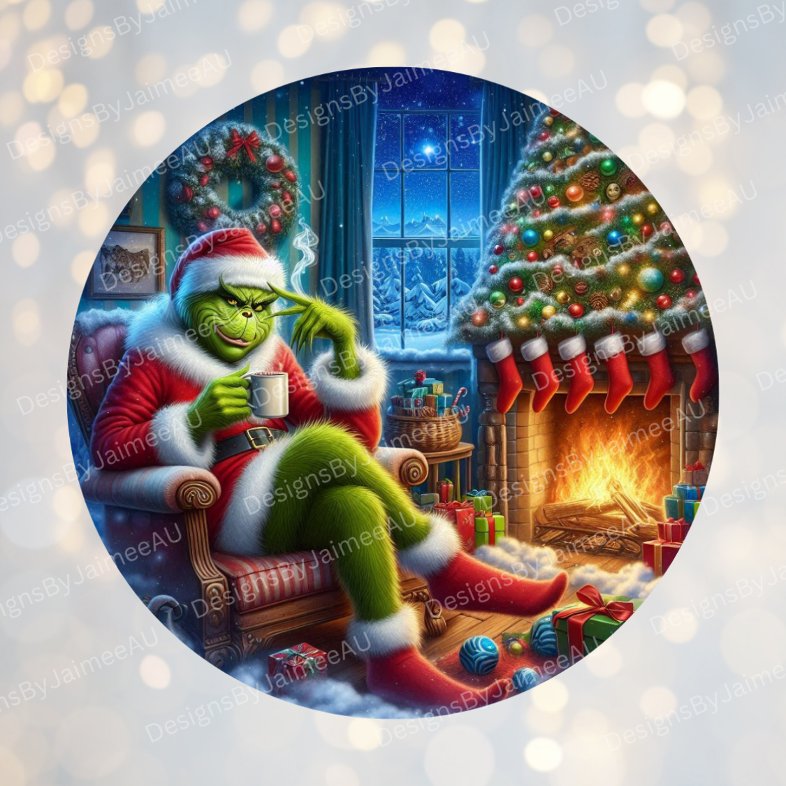 Grinch Christmas #1 Digital Sublimation Ornament Design