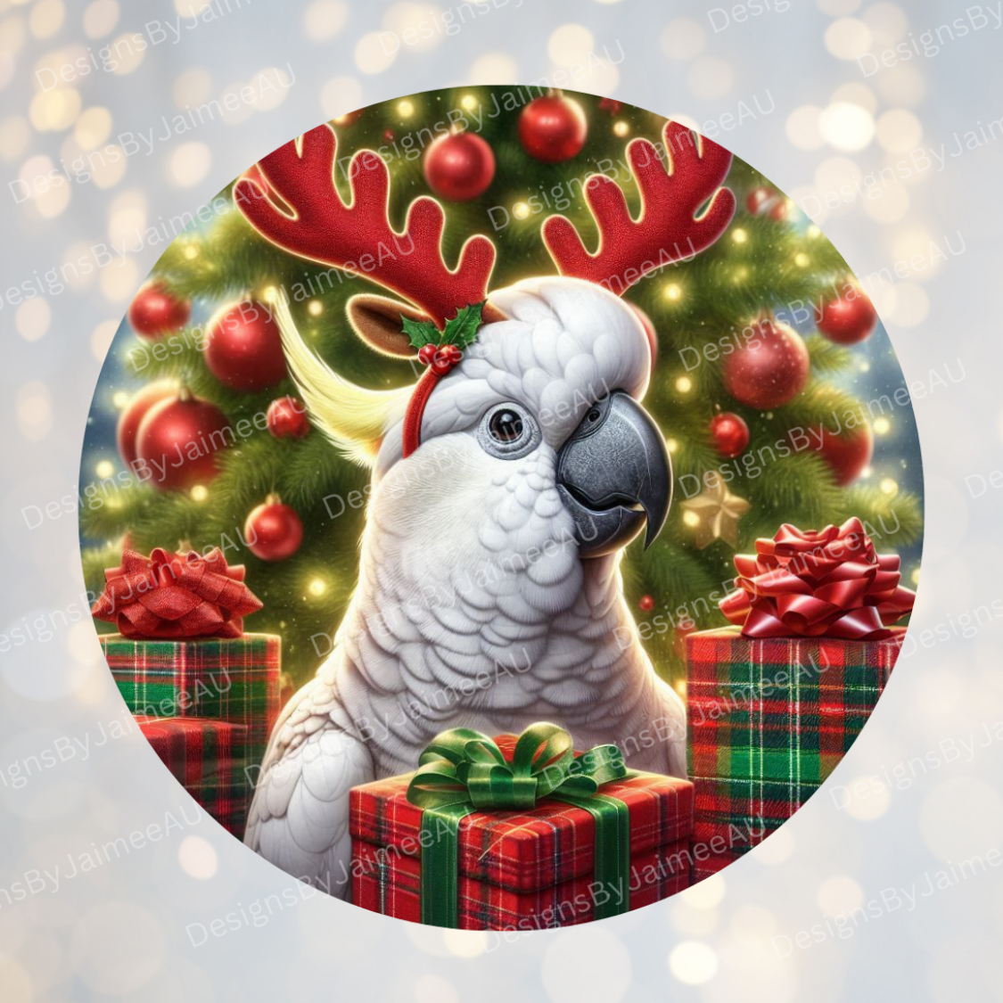 Christmas Cockatoo #1 Digital Sublimation Ornament Design