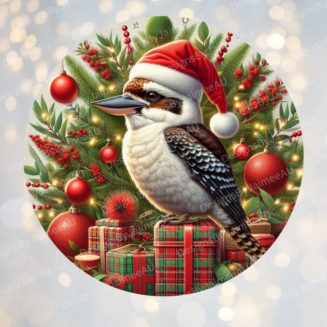 Christmas Kookaburra #5 Digital Sublimation Ornament Design