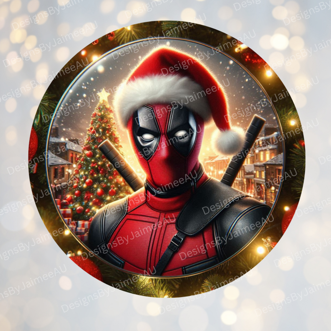 Christmas Deadpool #1 Digital Sublimation Ornament Design