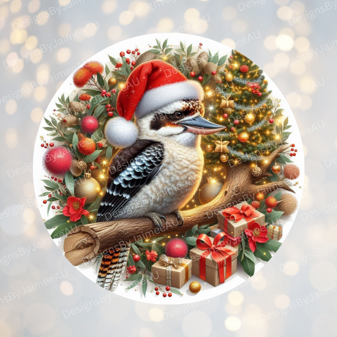 Christmas Kookaburra #1 Digital Sublimation Ornament Design