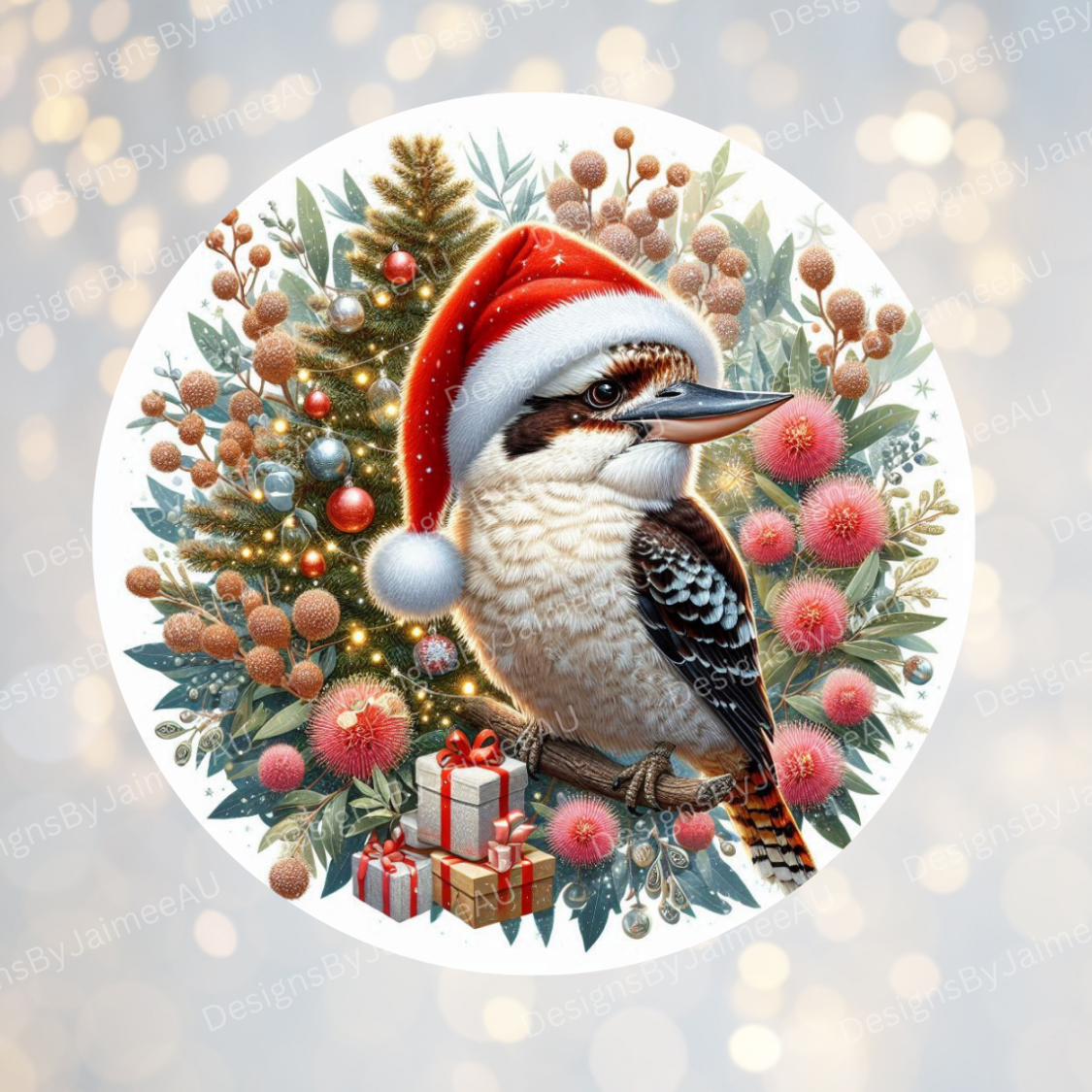 Christmas Kookaburra #2 Digital Sublimation Ornament Design