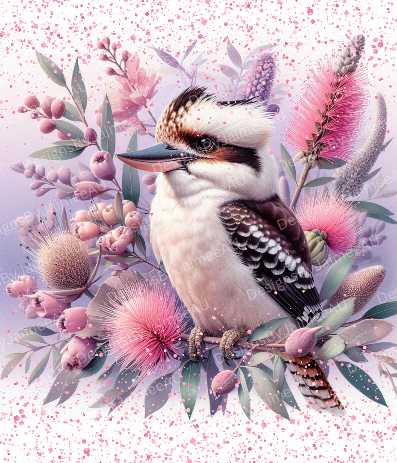 Glittery Kookaburra- Pinks and Purple - Digital Sublimation Led Light Design