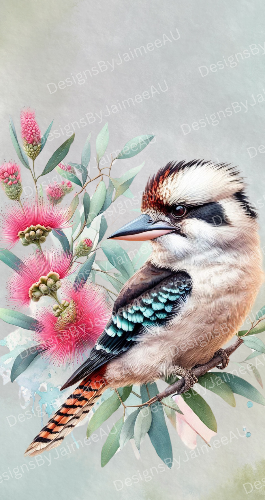 Kookaburra and Australian Natives #1 Digital Phone Case Design