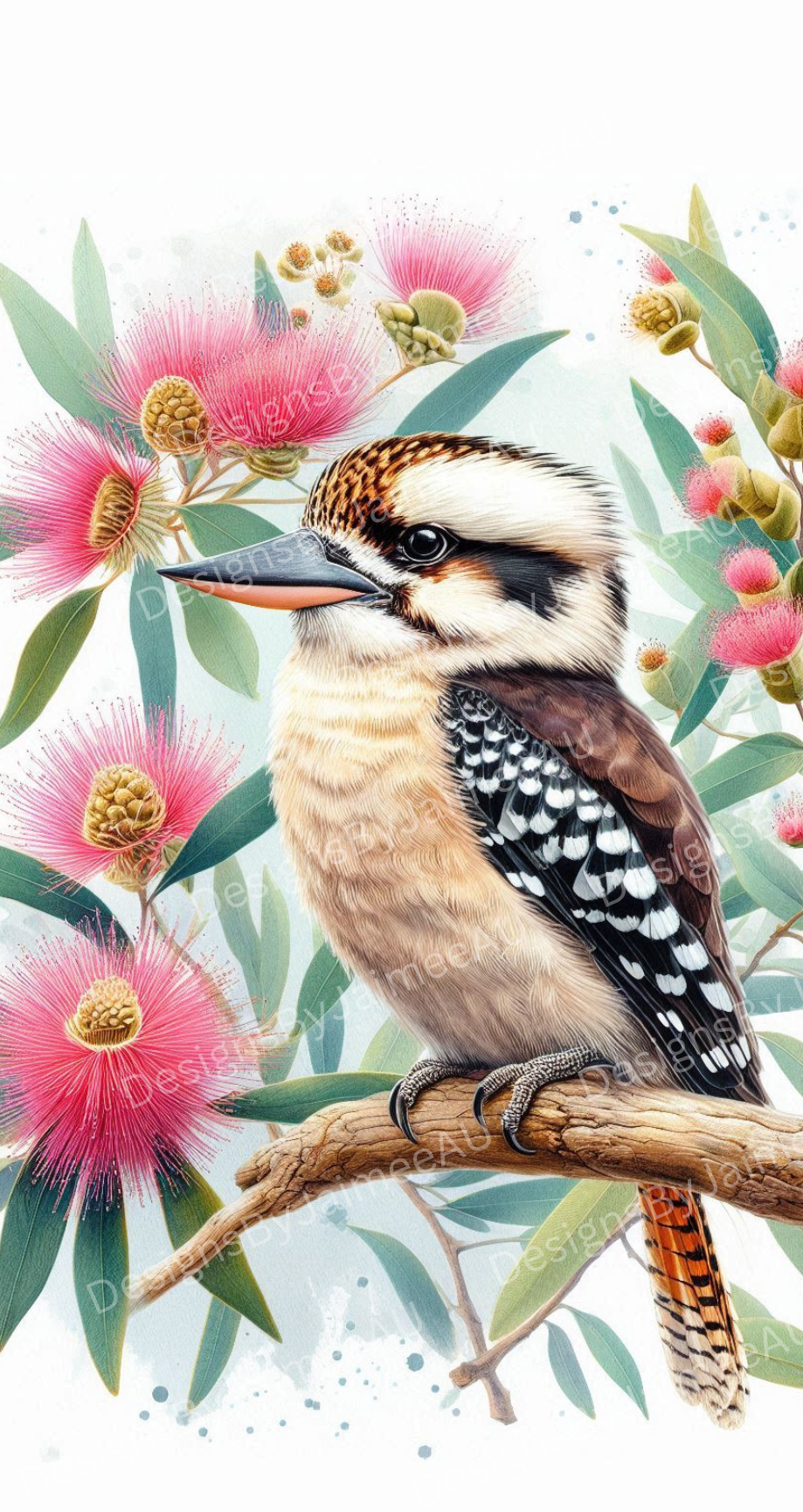 Kookaburra and Australian Natives #2 Digital Phone Case Design