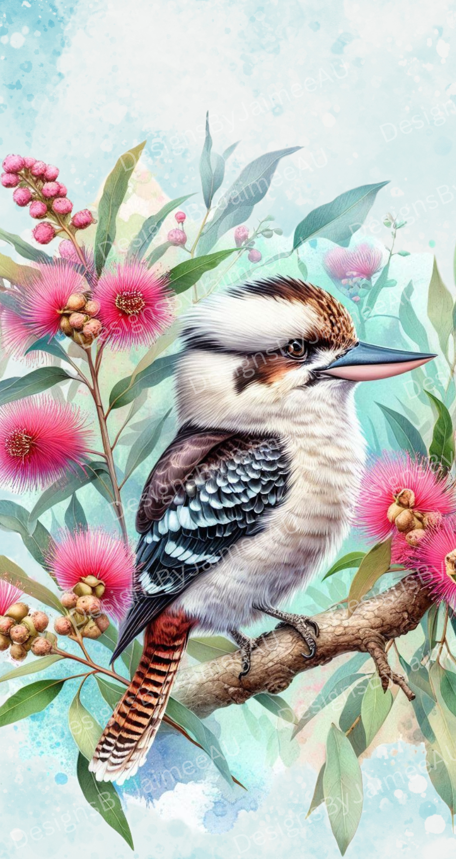Kookaburra and Australian Natives #3 Digital Phone Case Design