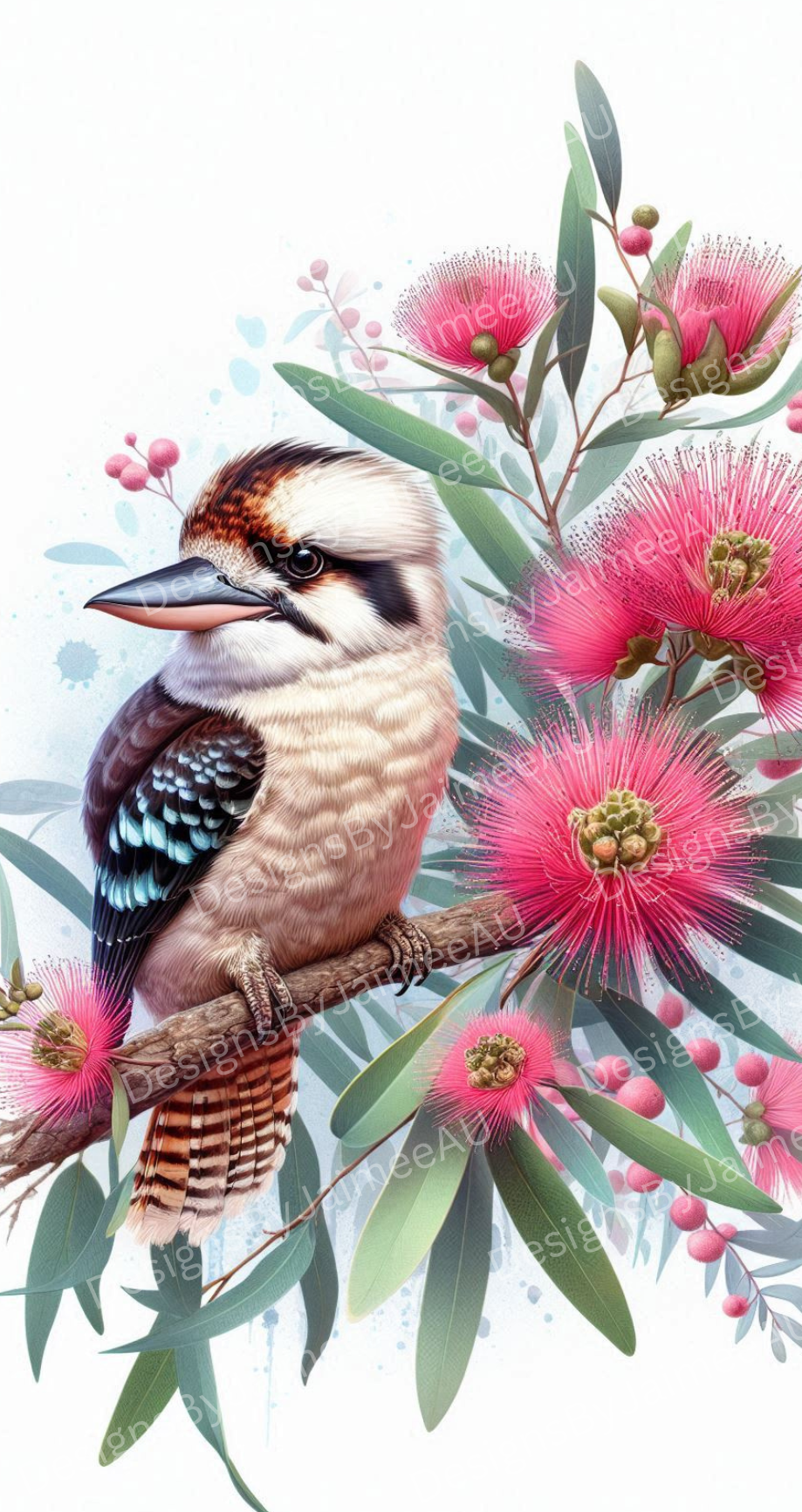 Kookaburra and Australian Natives #4 Digital Phone Case Design