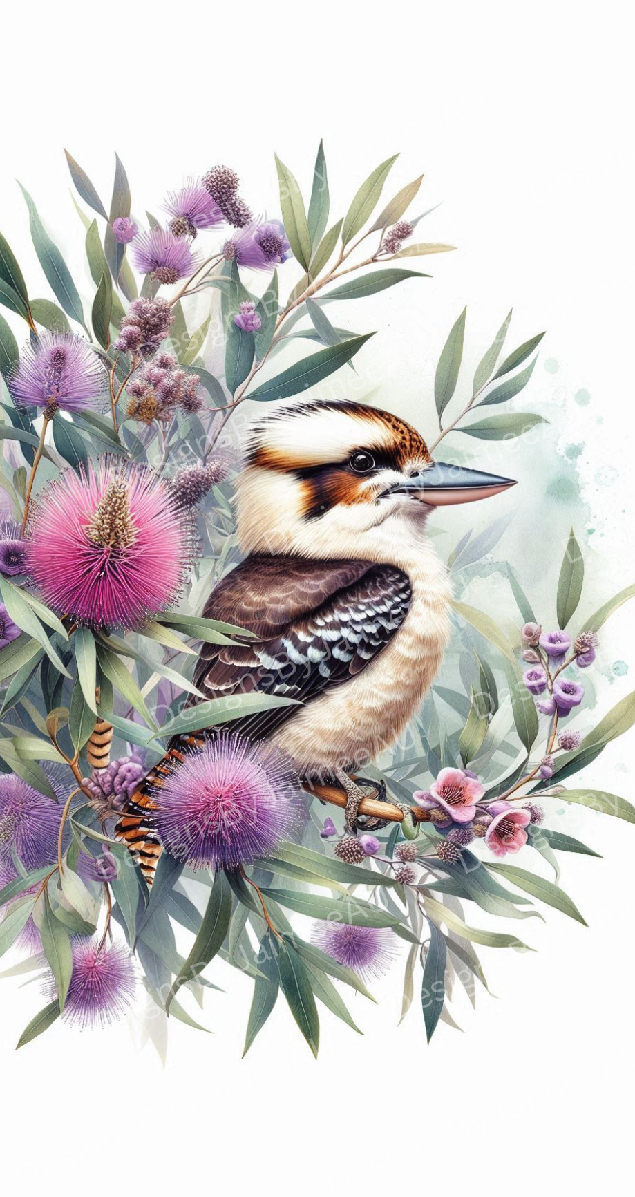 Kookaburra and Australian Natives #5 Digital Phone Case Design