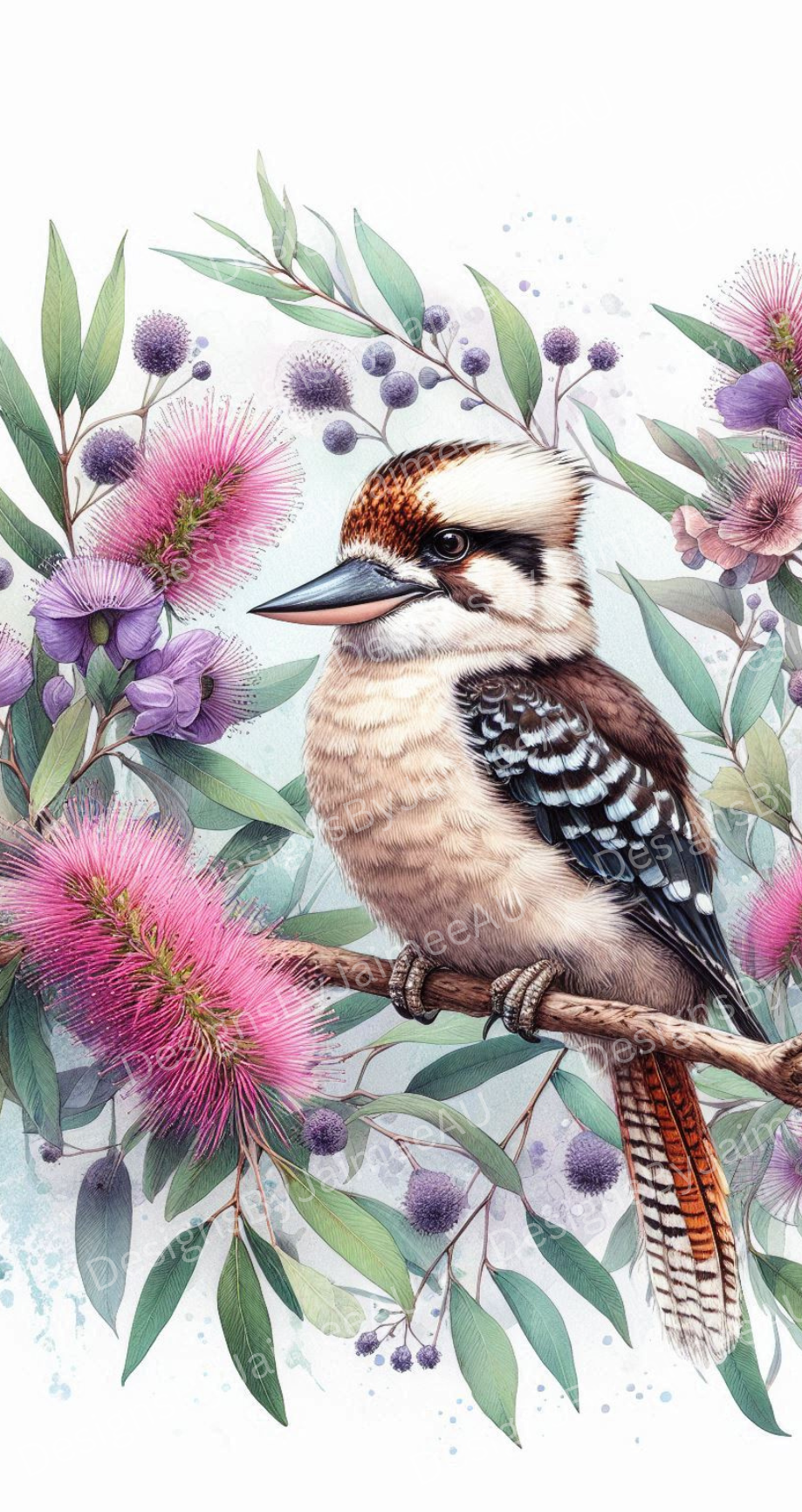 Kookaburra and Australian Natives #6 Digital Phone Case Design