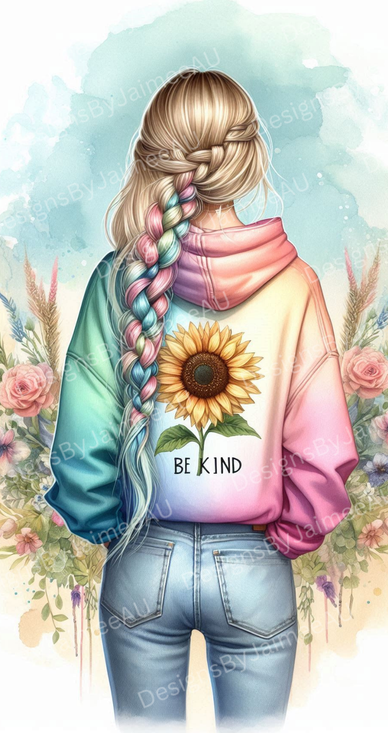 "BE KIND" Pastel Floral Hoodie Affirmations #2 Digital Phone Case Design