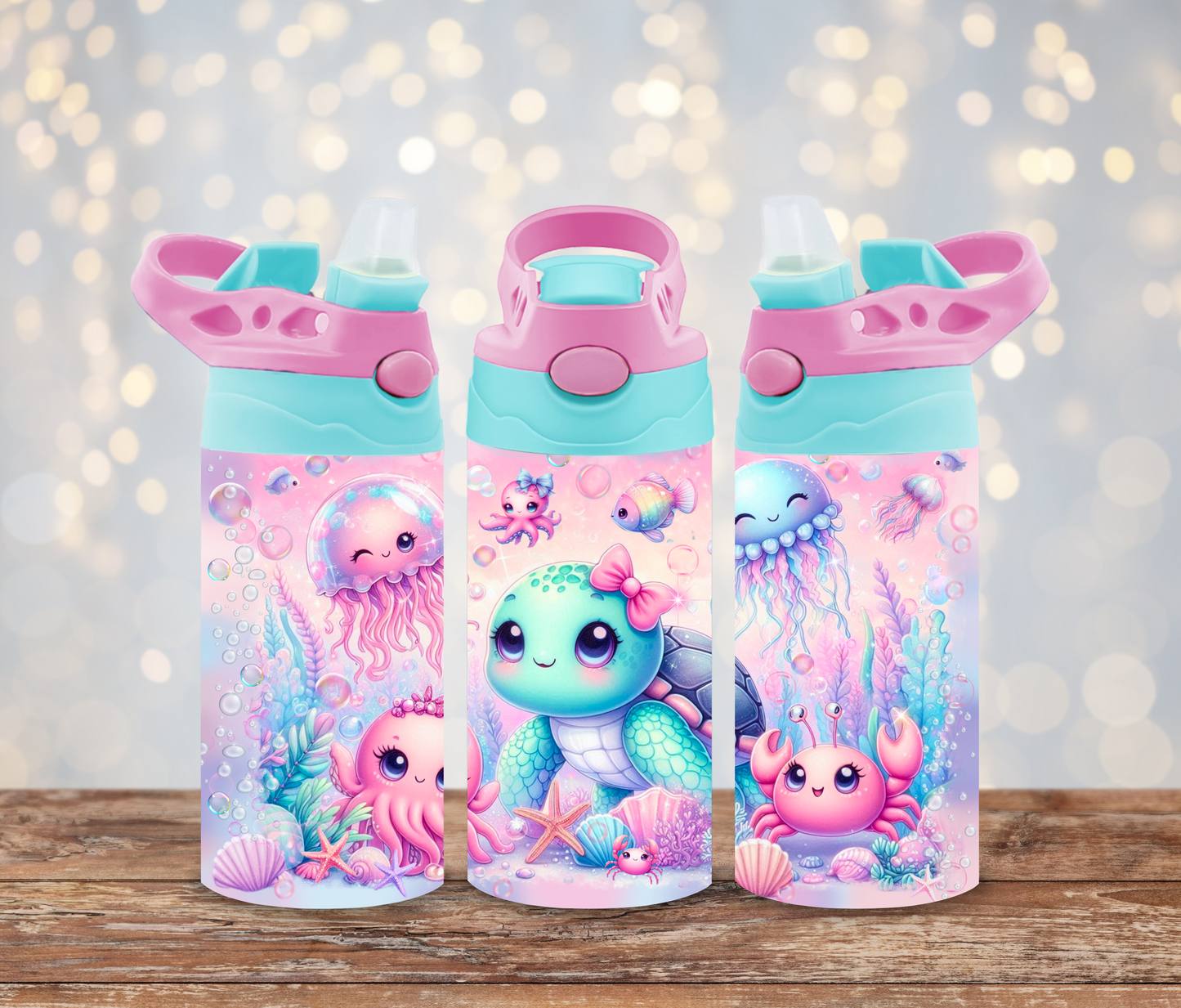 Sea Life Cuties 12oz (350ml) Kids Flip Lid Drink Bottle