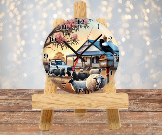 Nostalgic Aussie Farm Digital Sublimation Clock Design