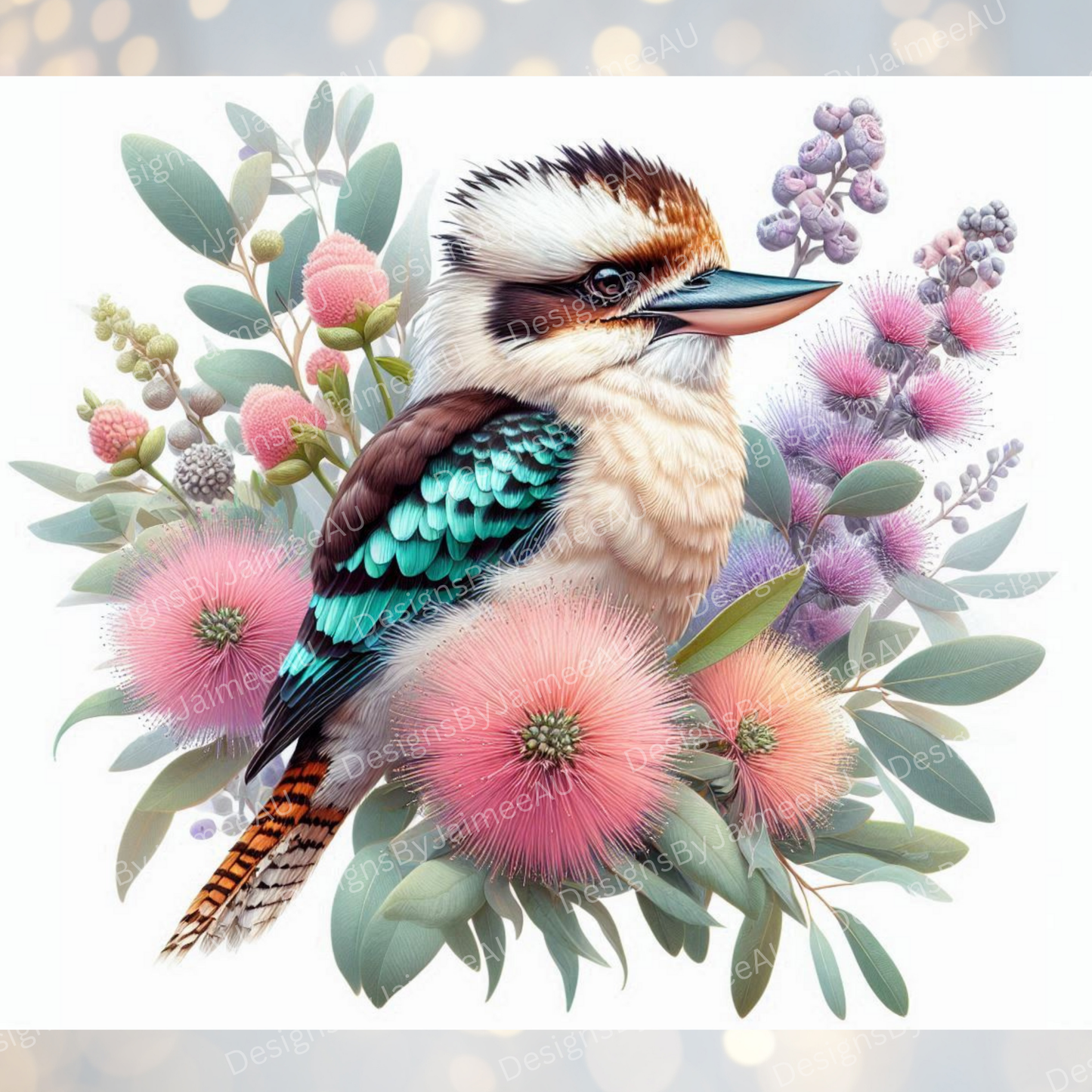 Pastel Pinks and Purples Kookaburra #1 Digital 20oz Sublimation Tumbler Wrap