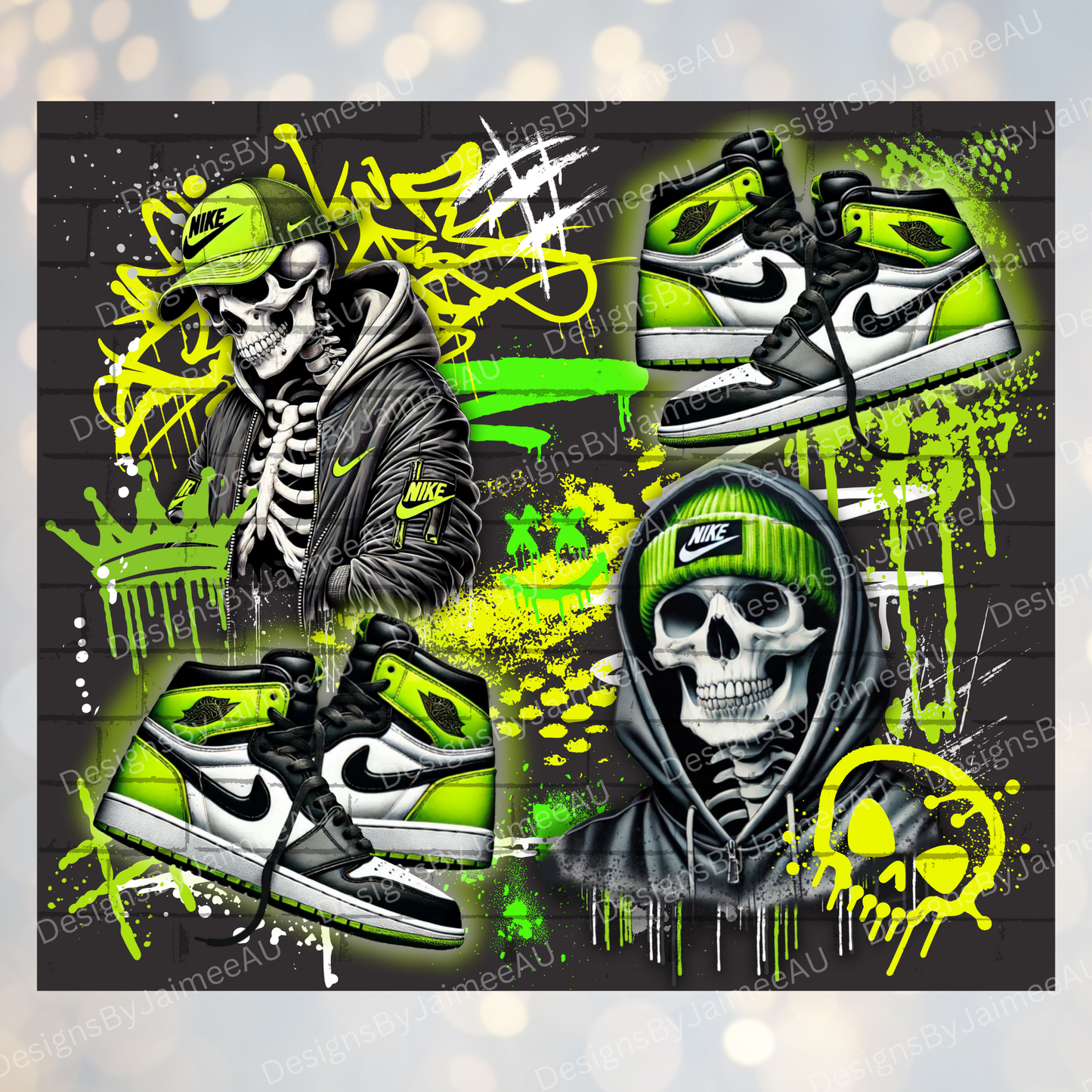 Graffiti Styled Skeleton - Digital 20oz Sublimation Tumbler Wrap