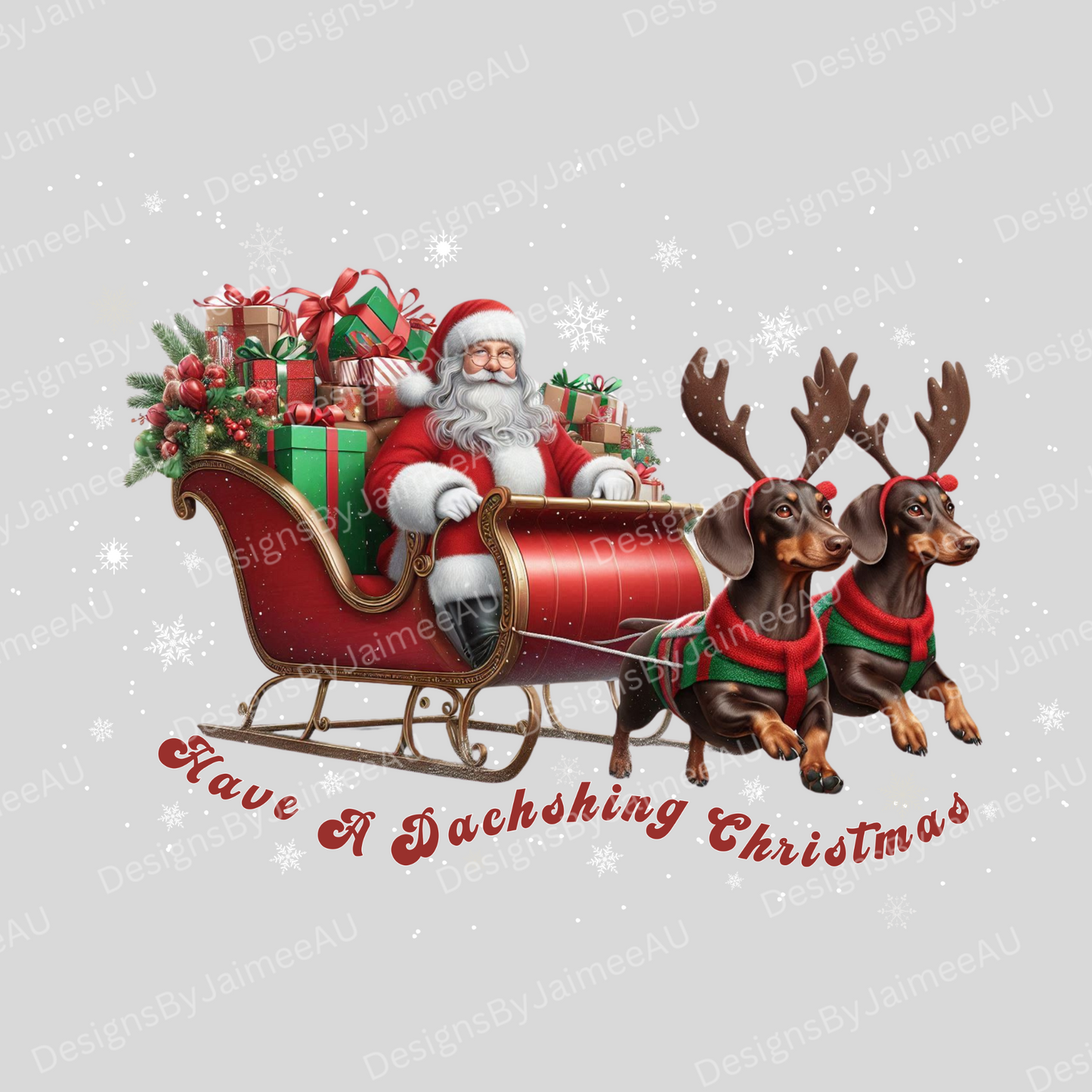 "Have A Dachshing Christmas" Digital DTF Transfer PNG Image