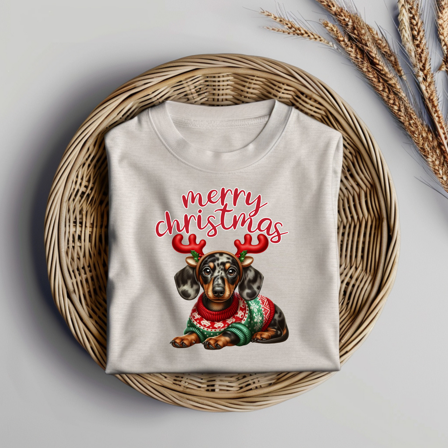 Merry Christmas - Dachshund Digital DTF Transfer PNG Image