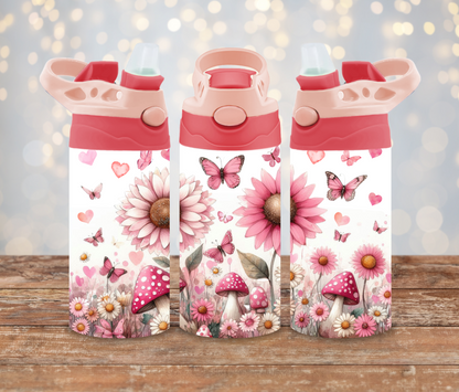 Cute Mushrooms and Butterflies - Digital 12oz Kids Sublimation Tumbler Wrap