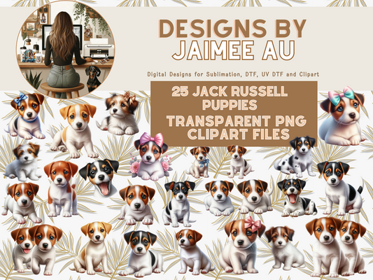 25 Jack Russell Terrier Puppies Digital Transparent Clipart Images