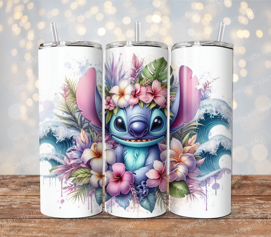 Pastel Ocean Themed Tropical Stitch #4 Digital 20oz Sublimation Tumbler Wrap