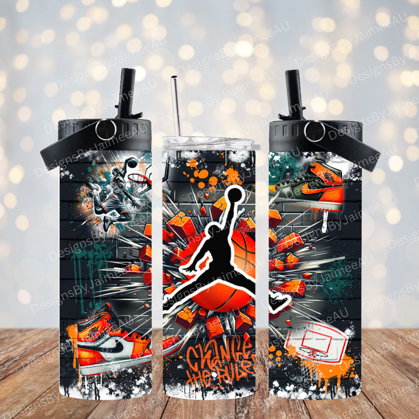 Graffiti Inspired Basketball Digital 20oz Sublimation Tumbler Wrap