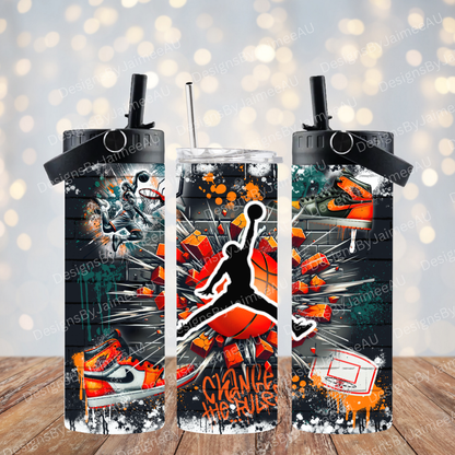 Graffiti Inspired Basketball Digital 20oz Sublimation Tumbler Wrap