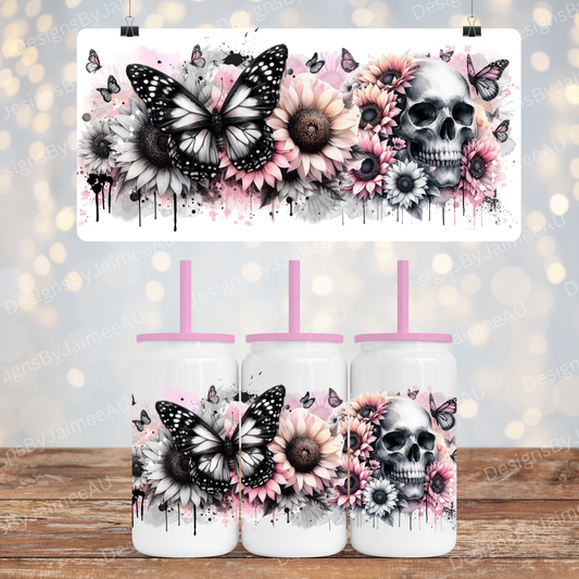 Black and White Watercolour Skull - Affirmation Hoodie Digital 16oz Sublimation Design