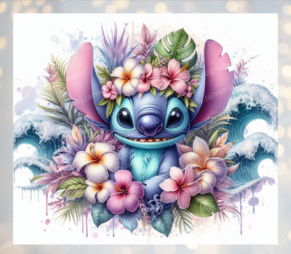 Pastel Ocean Themed Tropical Stitch #4 Digital 20oz Sublimation Tumbler Wrap