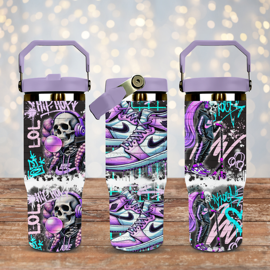 Purple Graffiti Inspired Skeletons - Digital 30oz Sublimation Tumbler Wrap