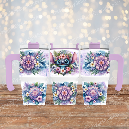 Tropical Stitch 2- Digital 20oz Tumbler with Handle Wrap Design