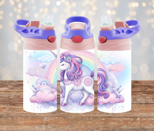 Pastel Watercolour Unicorn - Digital 12oz Kids Sublimation Tumbler Wrap