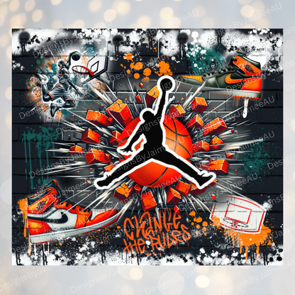 Graffiti Inspired Basketball Digital 20oz Sublimation Tumbler Wrap