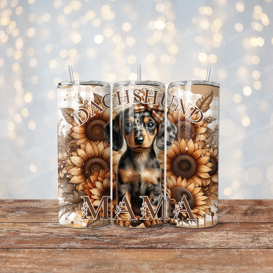Boho Browns Gingham Dachshund Mama Digital 20oz Sublimation Tumbler Wrap