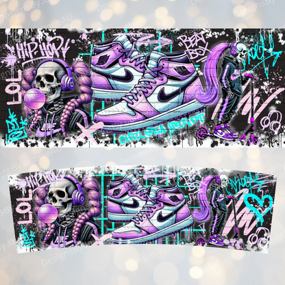 Purple Graffiti Inspired Skeletons - Digital 30oz Sublimation Tumbler Wrap
