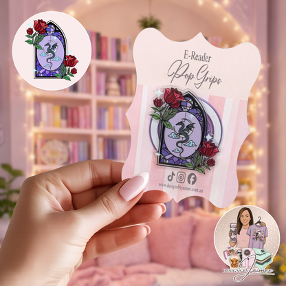 Stained Glass - Dragon | E-Reader Magnetic Grip | Interchangeable Bookish Accessory