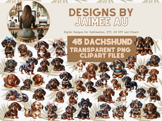 45 Dachshund Puppies Digital Transparent Clipart Images