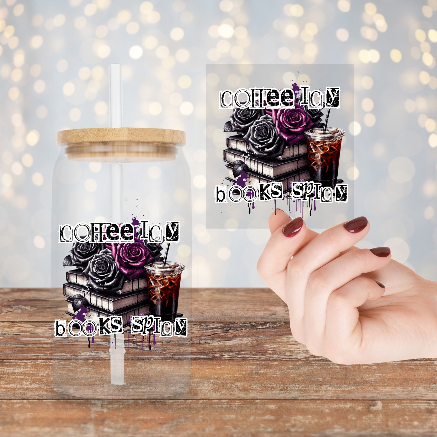 Coffee Icy, Books Spicy #1  - UV DTF Decal