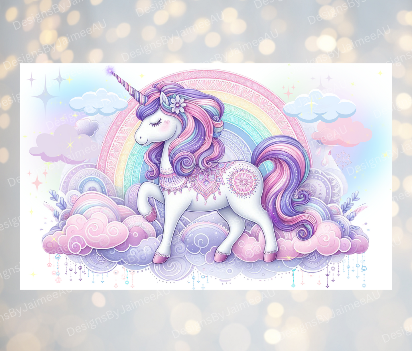 Pastel Watercolour Unicorn - Digital 12oz Kids Sublimation Tumbler Wrap