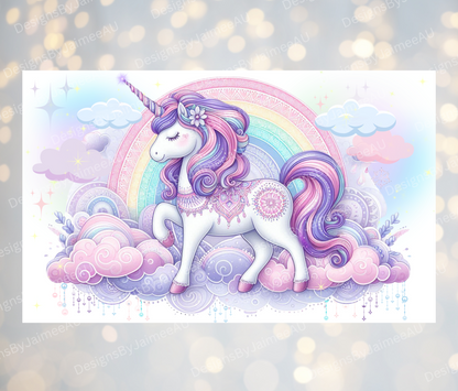 Pastel Watercolour Unicorn - Digital 12oz Kids Sublimation Tumbler Wrap