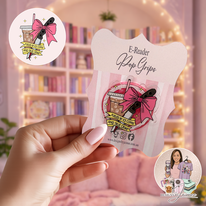 Fueled By Ice and True Crime | E-Reader Magnetic Grip | Interchangeable Bookish Accessory