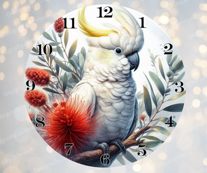 Cockatoo and Aussie Native #8 Digital Sublimation Clock Design