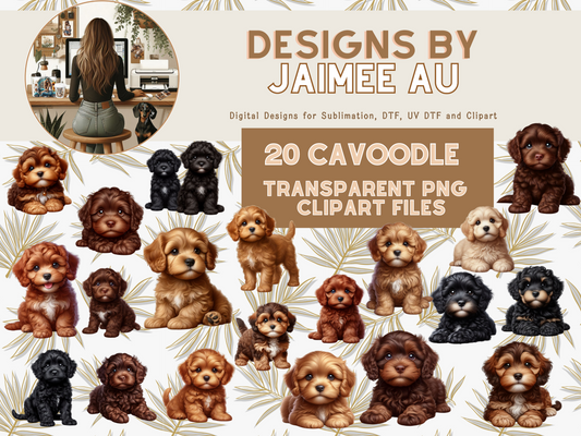 20 Cavoodle Puppies Digital Transparent Clipart Images