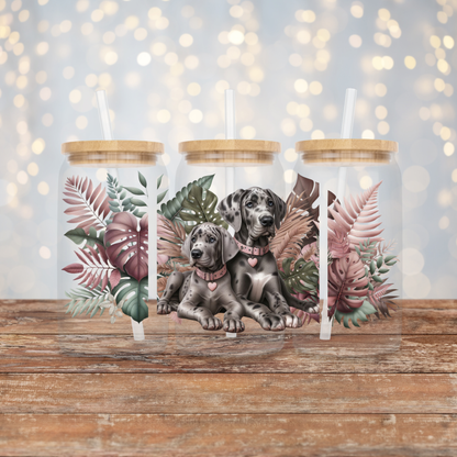 Dusty Pinks and Browns, Great Dane, Tropical Vibes Digital Download 16oz UV DTF Transfer Wrap PNG Image